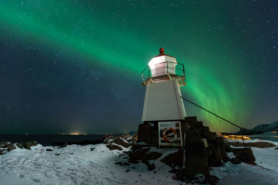 Direkt am ersten Abend: mein erstes Nordlicht, in Laukvik 10./11.2. Laukvik