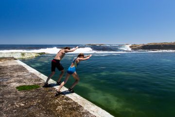 27.10. Baden in Camps Bay. Gezeitenbad.