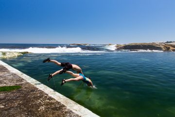 27.10. Baden in Camps Bay. Gezeitenbad.