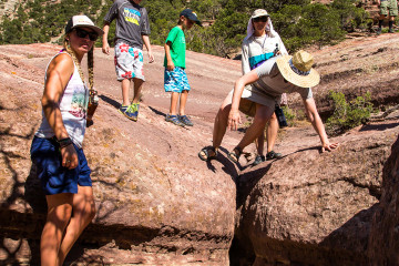 27.7. Wanderung auf den "Limestone Draw", 100m über dem Fluss