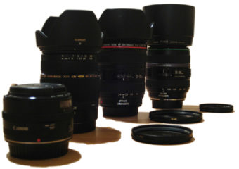 Canon 35/2, Tamron 28-75, Canon 24-105 L und Canon 70-300 DO