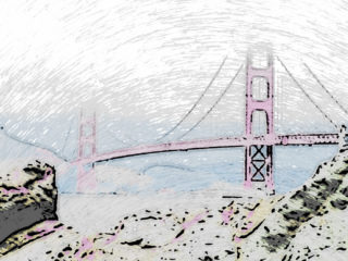 Crayon Painting: Golden Gate Bridge