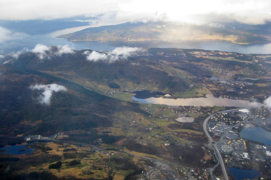 Anflug auf Bergen: schönes Wetter winkt :-)