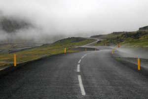 Rückfahrt in dampfendem Nebel.