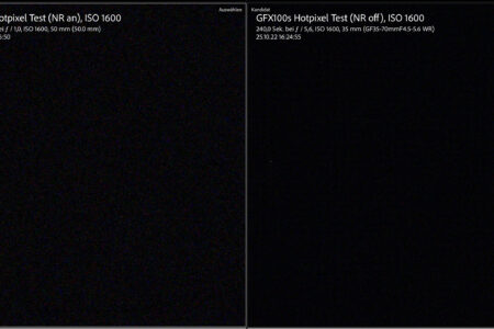 X-H2S (NR an) vs GFX 100S (NR aus), 1600 ISO, 240s, +2 EV, 100%