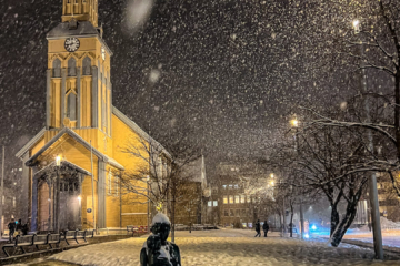 17.2.2024 - Tromsø, Abendbummel im Schneetreiben - Domkirche