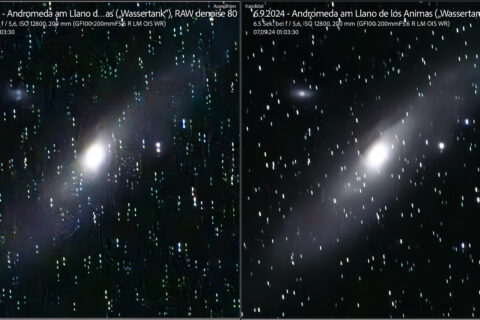 6.9.2024 - Andromeda , denoise vs. stacked