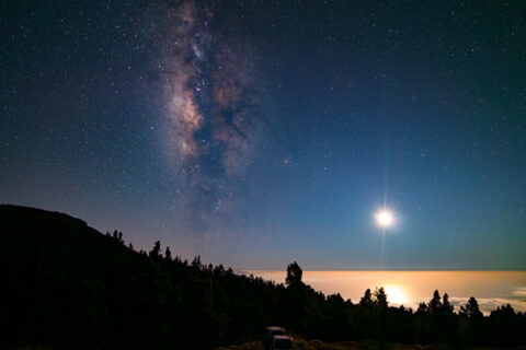8.9.2024 - Llano de los Animas, Milchstraße und Mond, stacked, final bearbeitet