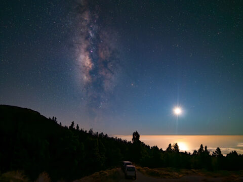 8.9.2024 - Llano de los Animas, Milchstraße und Mond, stacked, final bearbeitet