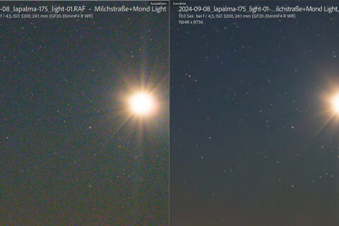 8.9.2024 - Llano de los Animas, Milchstraße und Mond, RAW vs. Denoise 50