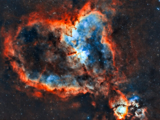 11.1.2026 - IC1805 Heart Nebula, Foraxx, 1h RGB, 4.5h Ha, 8.5h S2, 13h O3 im Dez 2025