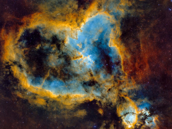 11.1.2026 - IC1805 Heart Nebula, SHO, 1h RGB, 4.5h Ha, 8.5h S2, 13h O3 im Dez 2025