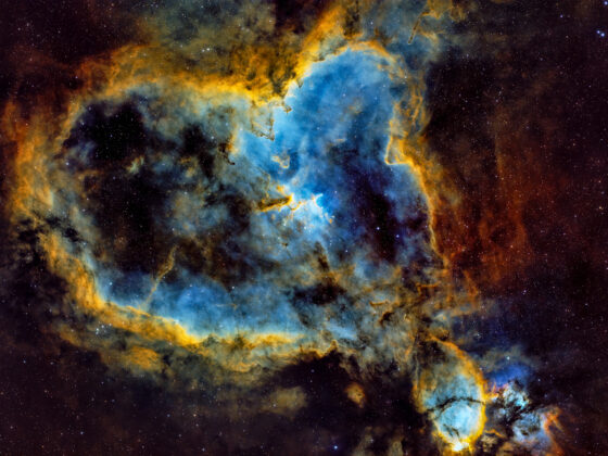 16.1.2026 - IC1805 Heart Nebula, SHO, 1h RGB, 4.5h Ha, 8.5h S2, 13h O3 im Dez 2025