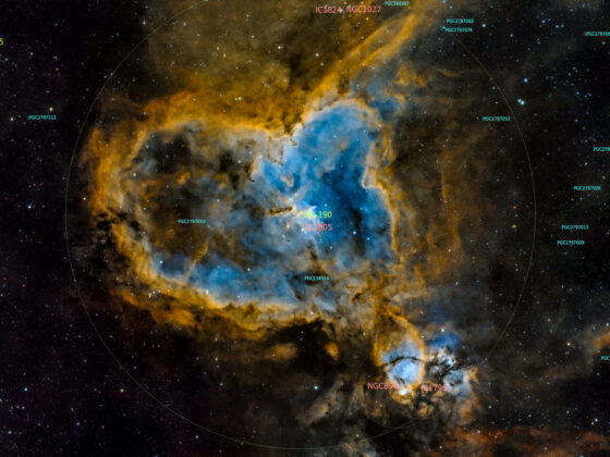 22.8.2026 - IC1805 Heart Nebula, SHO, annotated